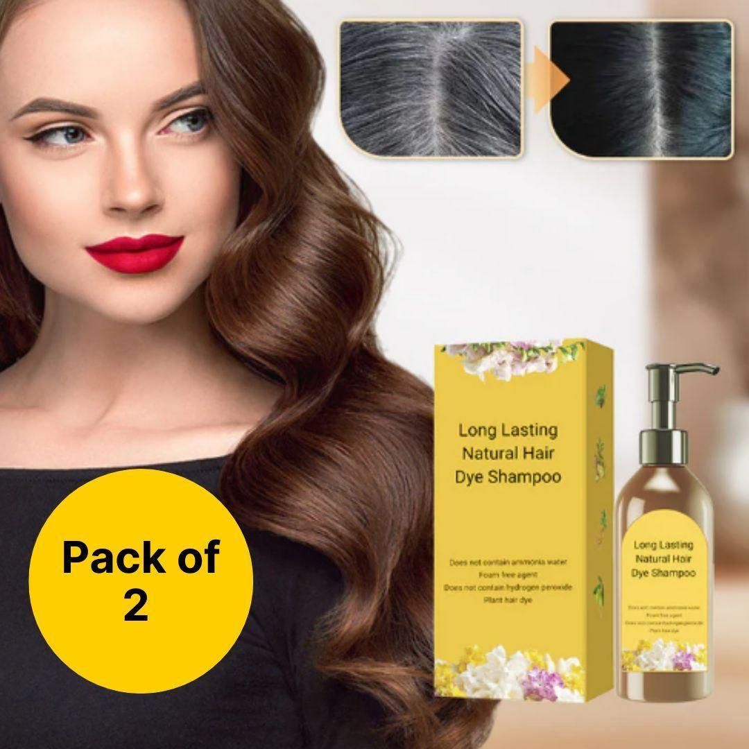 Long Lasting Natural Hair Dye Shampoo - 2 pack of 2