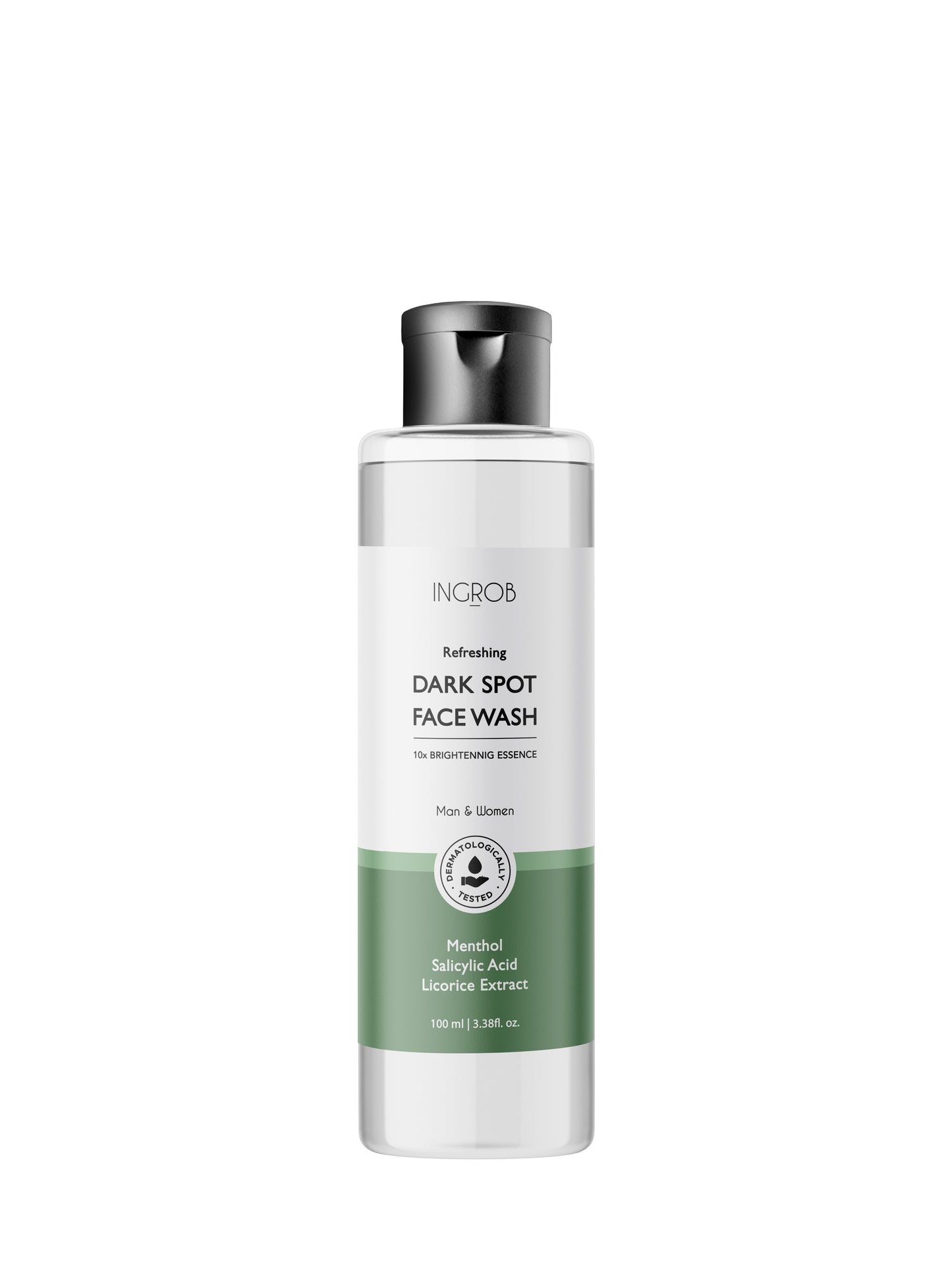INGROB Salicylic Acid Infused 10X Brightening Face Wash for Dark Spots – 100ml with Menthol & Licorice