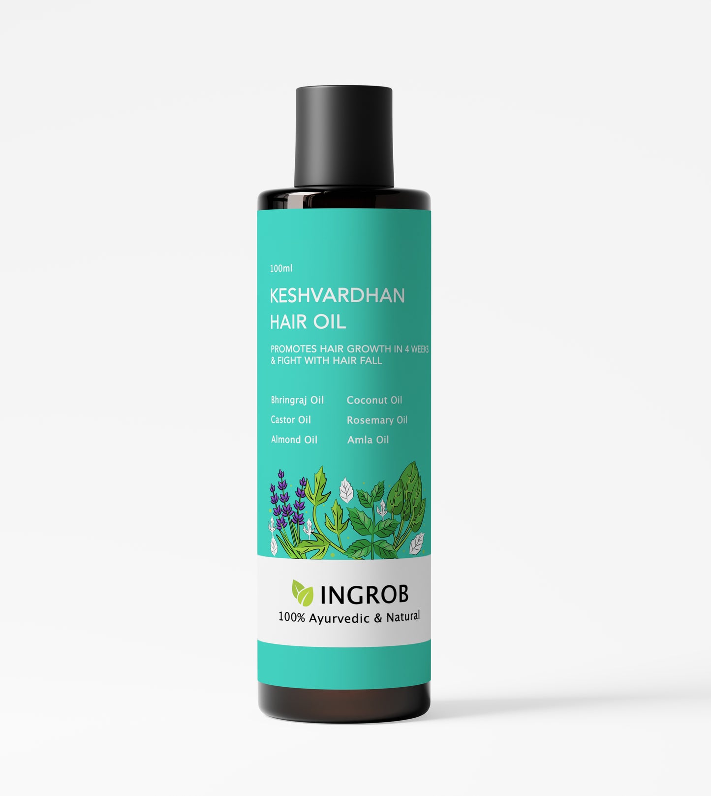 INGROB Keshvardhan Hair Oil For Men & Women | Promotes Hair Growth & Reduces Hair Fall | With Rosemary, Castor, Amla, Coconut and Bhringraj Oil | Mineral Oil Free | 100 ml